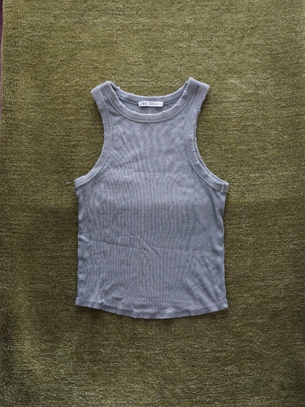 Zara Gray Distressed 100% Cotton Tank Top 🩶